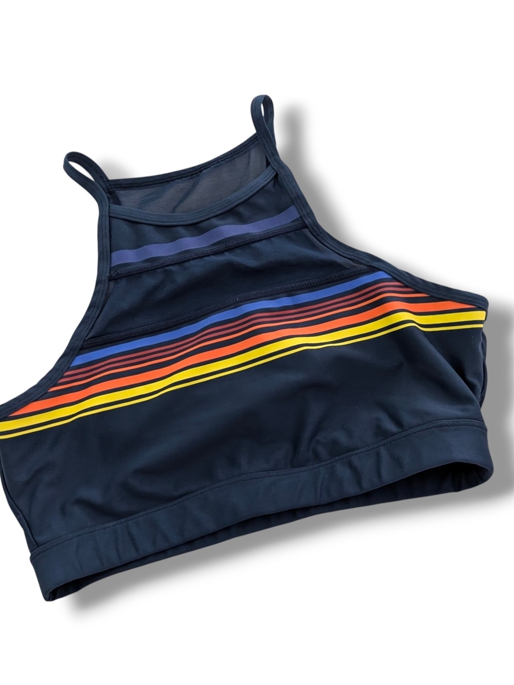 C&C California Navy Sports Bra with Rainbow Stripe Detail